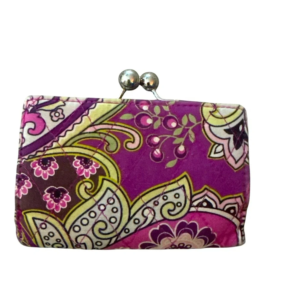 Vera Bradley Very Berry Paisley Kisslock Wallet Pink Paisley Floral​ - Picture 2 of 6